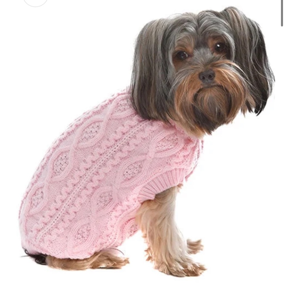 NWOT Dog Cable Knit Sweater - Pink
